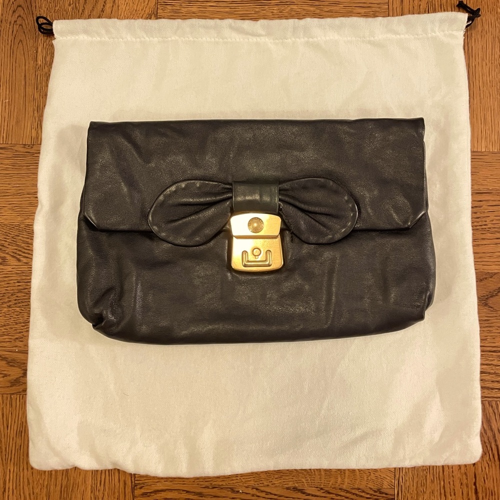Marc by Marc Jacobs Black Leather Clutch with Bow